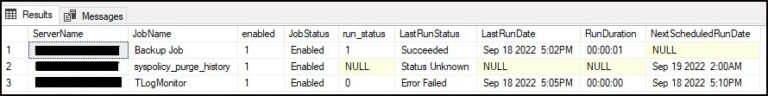 T-SQL script to get list of SQL Server Agent job dbalyfe